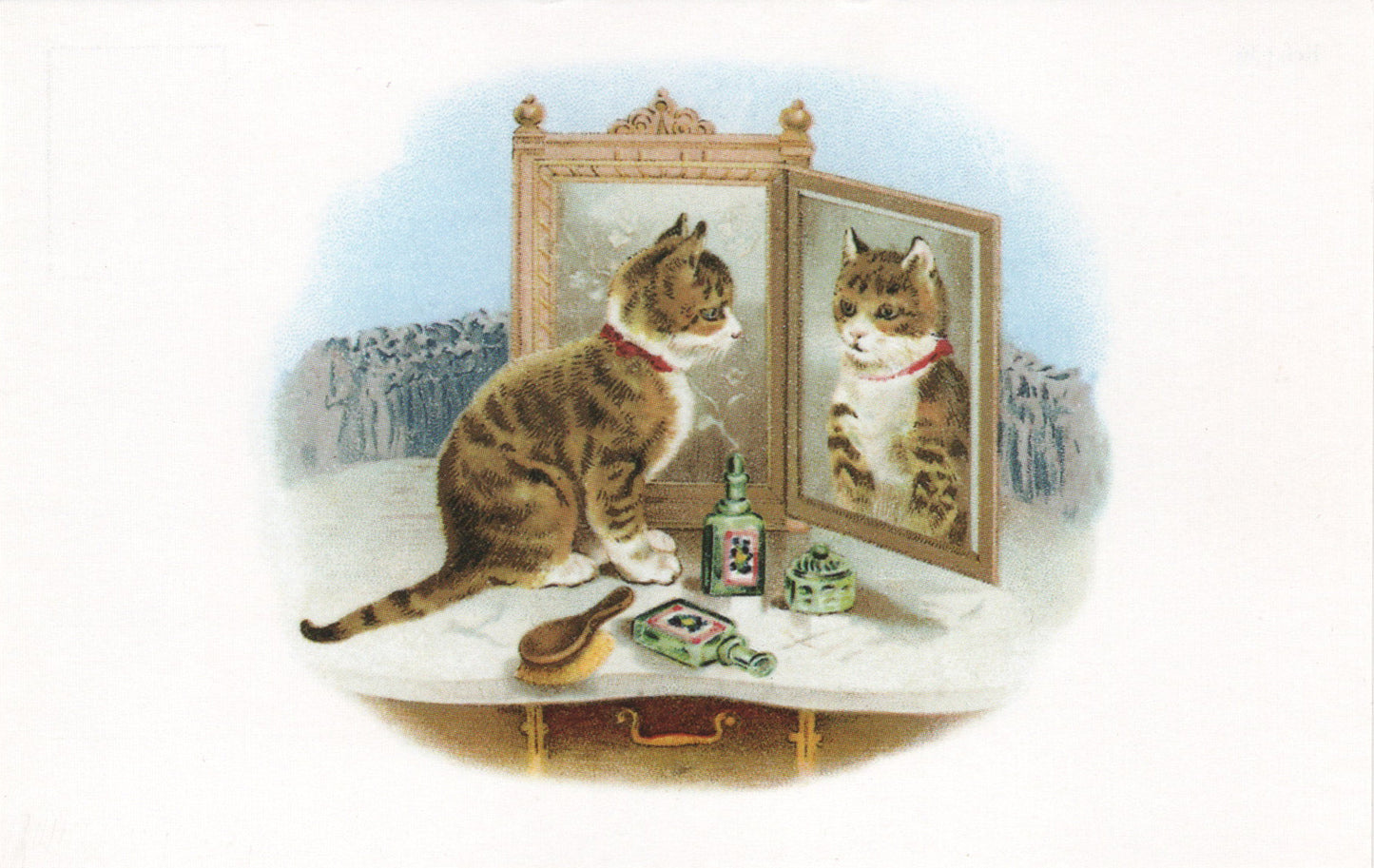 ポストカード ドレッサーと猫