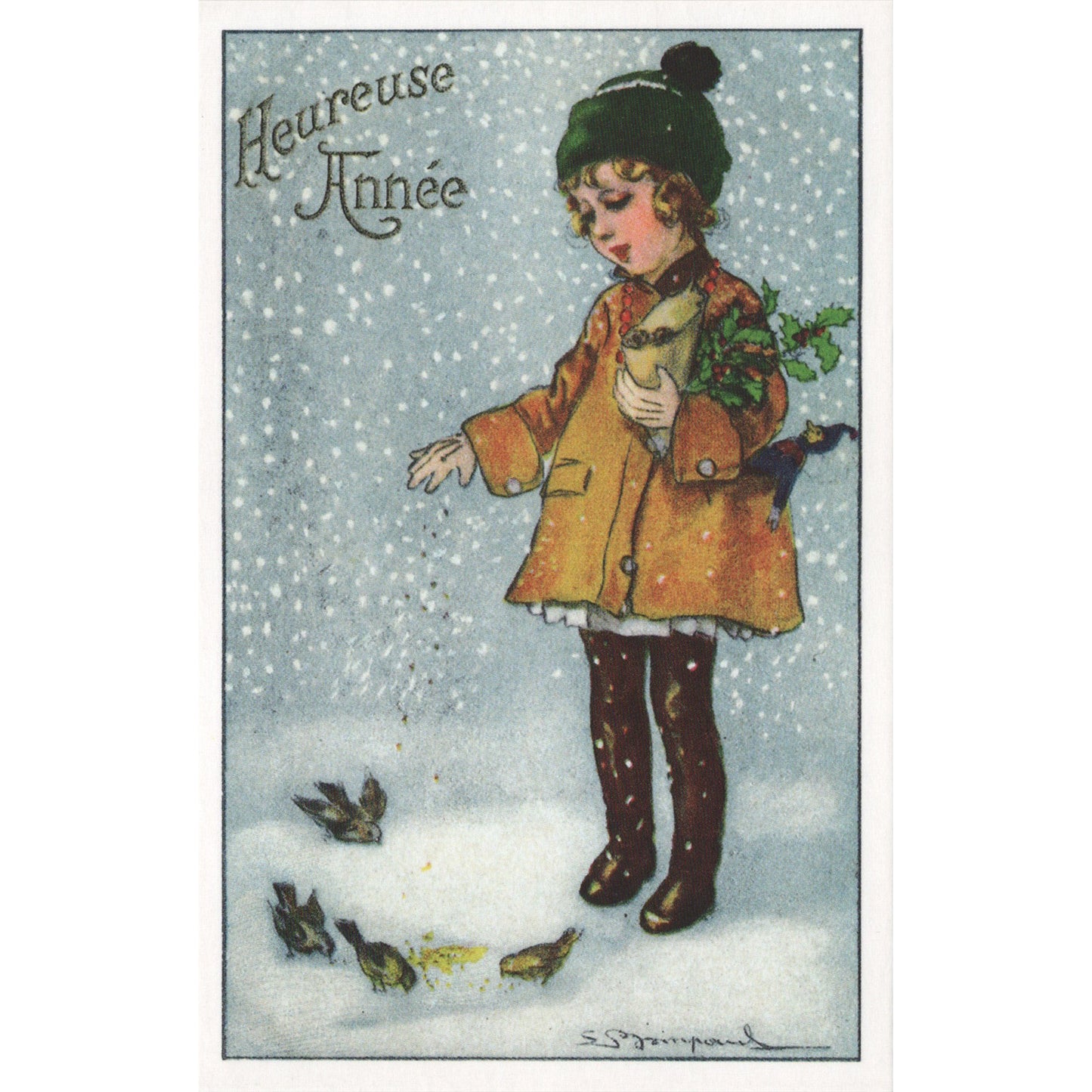 ポストカード 雪の中の少女