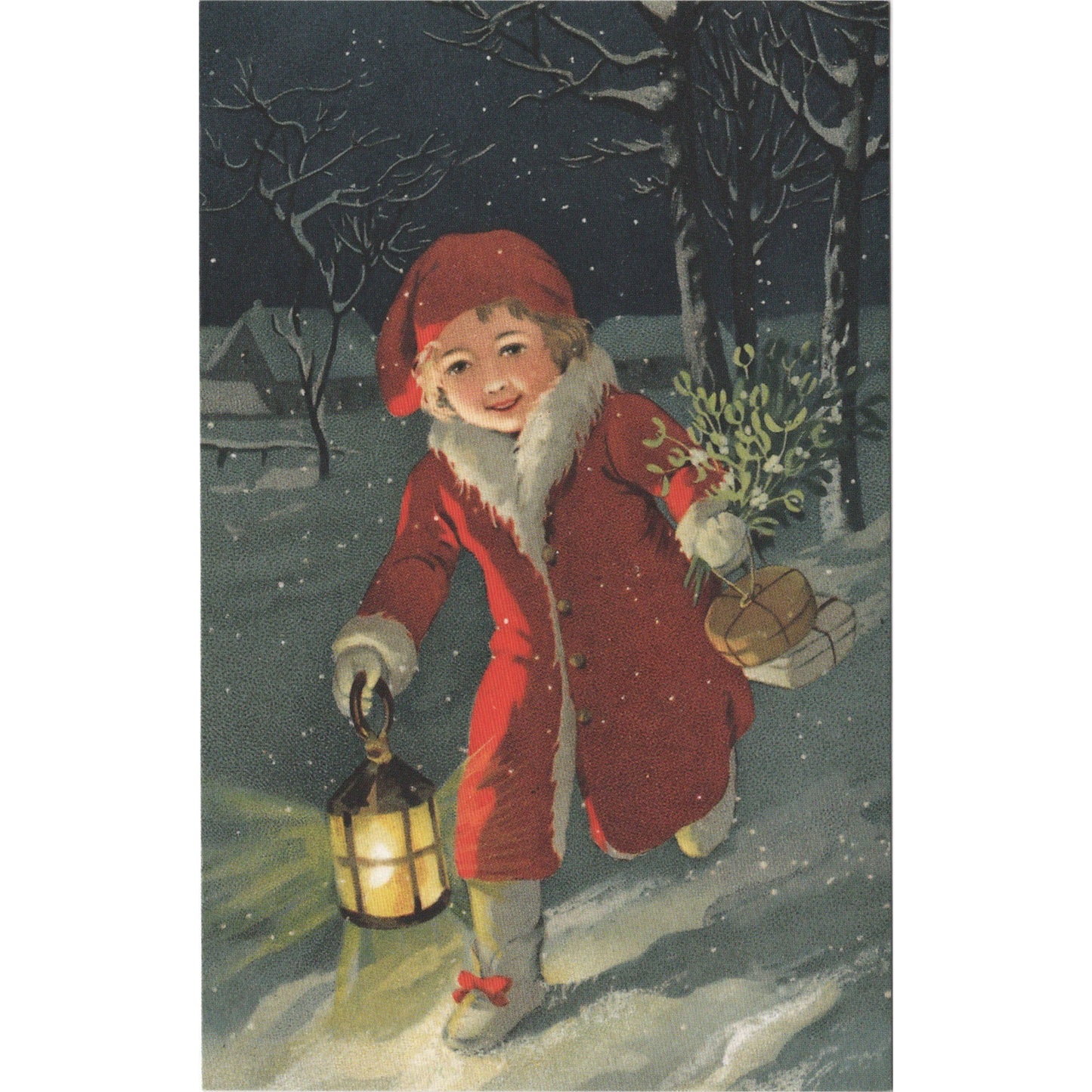 ポストカード 少女のサンタ