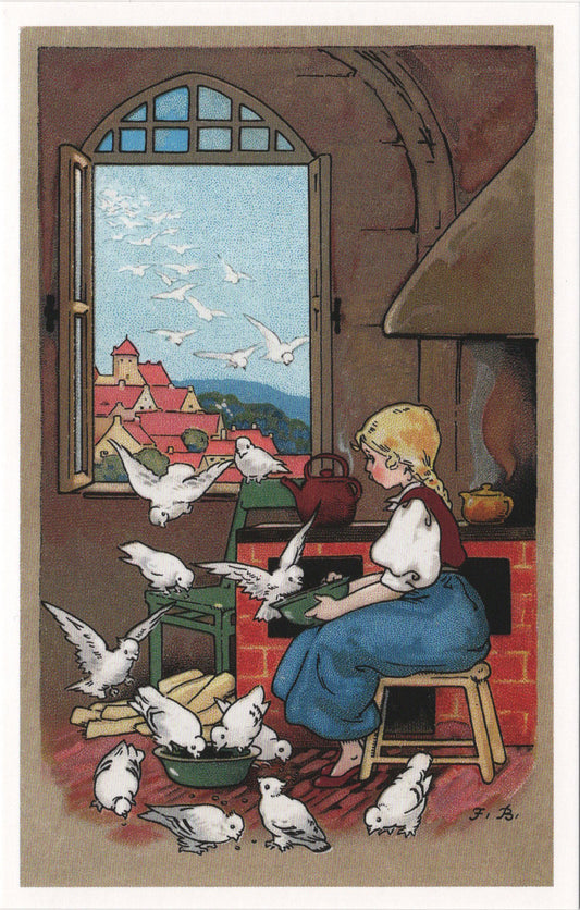 ポストカード 少女と鳩