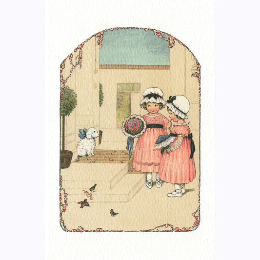 ポストカード 双子と子犬